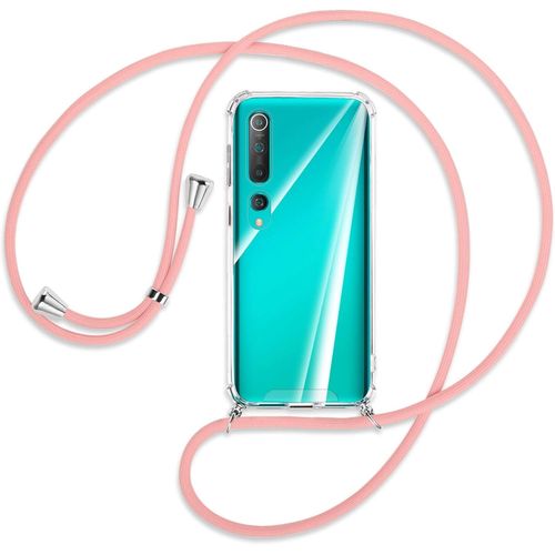 Collier Pour Xiaomi Mi 10 Mi 10 Pro 6.67'' Rose Coque Pour Smartphone À Porter Au Cou Anti Shock Tpu Pc Étui À Bandoulière Cordon