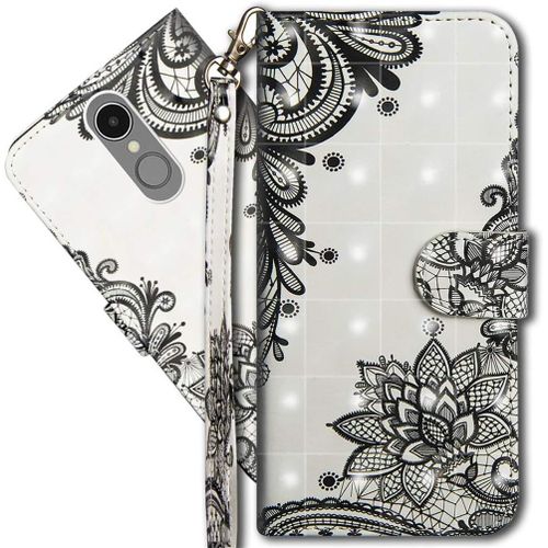Lg K10 2017 Étui À Rabat 3d Désign Portefeuille Housse Magnétique Fonction Stand Porte Carte Pu Cuir Protection Coque Pour Lg K10 2017. Yx 3d - Lace Flower