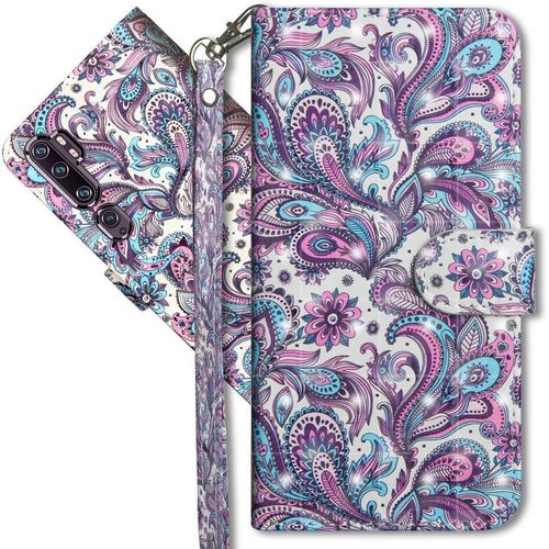 Xiaomi Mi Note 10 Étui À Rabat 3d Désign Portefeuille Housse Magnétique Fonction Stand Porte Carte Pu Cuir Protection Coque Pour Xiaomi Mi Note 10. Yx 3d Peacock Flower