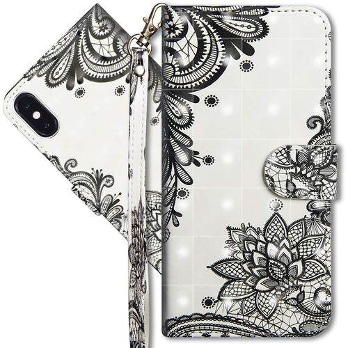 Iphone Xs Max Étui À Rabat 3d Désign Portefeuille Housse Magnétique Fonction Stand Porte Carte Pu Cuir Protection Coque Pour Apple Iphone Xs Max 2018. Yx 3d - Lace Flower