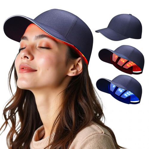 Chapeau Casquette Photothérapie Led Lumière Rouge Et Bleue Pour La Croissance Des Cheveux