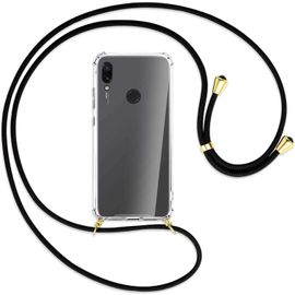 Collier Pour Xiaomi Redmi Note 7, Note 7 Pro 6.3'' - Noir/Or - Coque Pour Smartphone À Porter Au Cou - Anti Shock Etui Necklace Sautoir