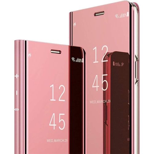 P8 Lite 2017 Miroir Housse Coque Etui À Rabat, Mirror Smart View Standing 360° Protecteur Etui Coque Pour Huawei P8 Lite 2017/Honor 8 Lite. Flip Mirror: Rose Gold