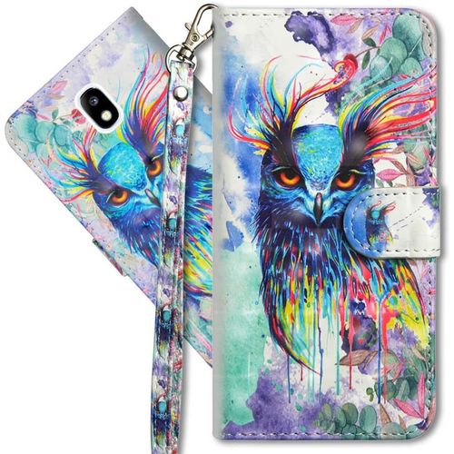 Samsung J730 Étui À Rabat 3d Désign Portefeuille Housse Magnétique Fonction Stand Porte Carte Pu Cuir Protection Coque Pour Samsung Galaxy J7 2017 J730. Yx 3d - Colorful Owl