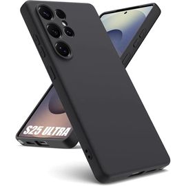 Coque Pour Samsung Galaxy S25 Ultra - Protection Silicone Liquide Antichoc Anti-Rayures Mat Noir - E.F.Connection