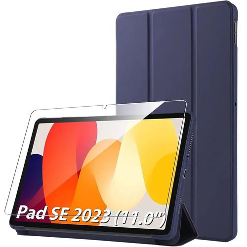Coque + Verre Trempé Pour Xiaomi Redmi Pad Se 11 Pouces - Protection Anti-Rayures Slim Avec Fonction Support - Bleu Marine - E.F.Connection
