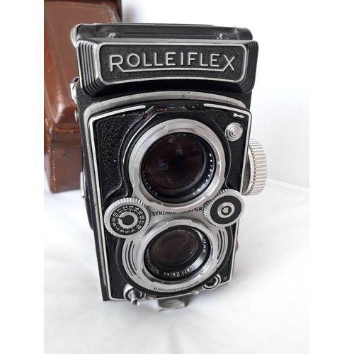 ROLLEIFLEX 3.5 B N°1498806 OBJECTIF TESAR 75mm F3.5 sac cuir +bouchon métal