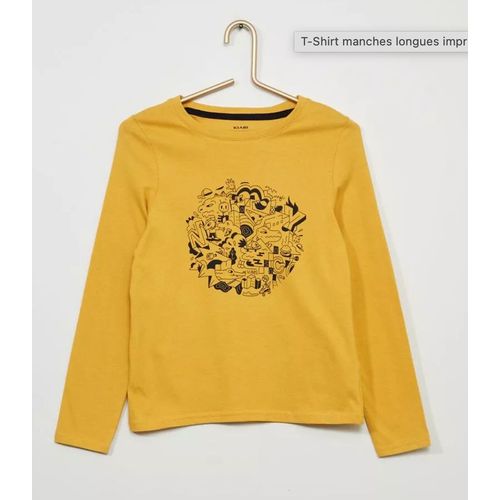 T-Shirt Manches Longues Imprimé - Jaune (Kiabi)
