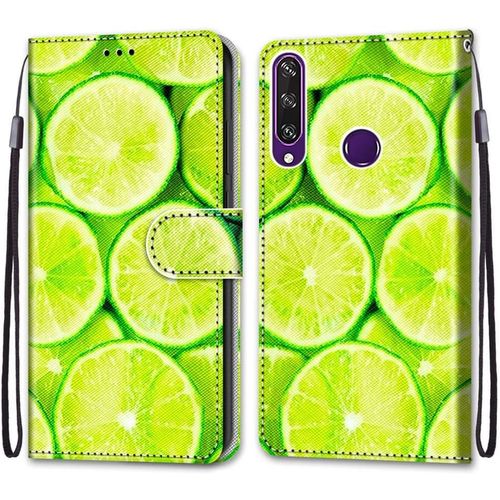 Coque Wallet Pour Huawei Y6p Coloré Peint Rafra Chissant Citron Portefeuille Cuir Avec Fonction Stand Et Fentes De Carte Flexible Souple Tpu Coque Housse Etui