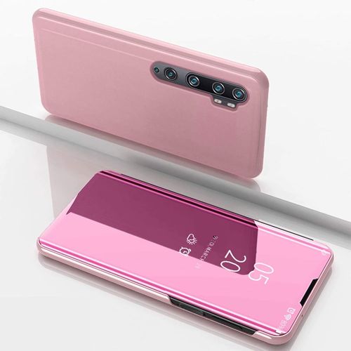Coque Pour Xiaomi Mi Note 10 Lite Miroir Coque En Pu Cuir ¿ Tui Housse ¿¿ Rabat Transparente View Pc Plastique Couverture Avec Stand Fonction Support Pour Xiaomi Mi Note 10 Lite Or Rose