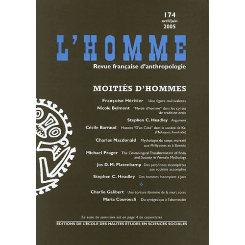 L'homme N° 174 Avril-Juin 20 - Moitié D'hommes