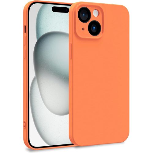 Coque Silicone Pour Apple Iphone 15 - Case Tpu Souple & Soft Avec Doublure Microfibre - Cover Protection Extra Fine & Légère Orange