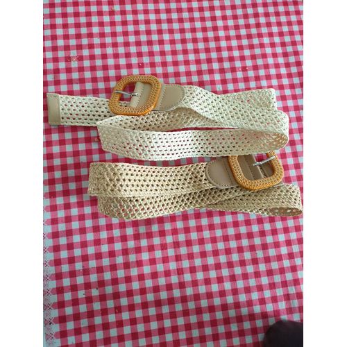 Lot De 2 Ceintures En Tissu Neuf Marron Clair