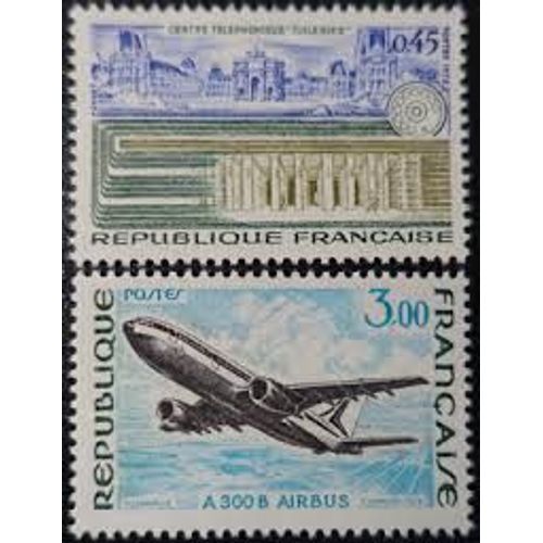 Série Grandes Réalisations : Central "Tuileries" Et Airbus A300 La Paire Année 1973 N° 1750 1751 Yvert Et Tellier Luxe