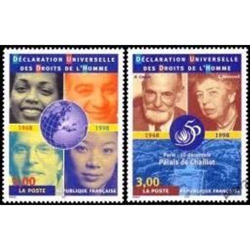 Cinquantenaire De La Déclaration Universelle Des Droits De L'homme La Paire Année 1998 N° 3208 3209 Yvert Et Tellier Luxe