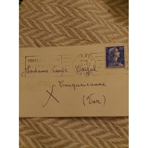 Timbre Oblitéré Ancien République Française Marianne De Muller 20f Bleue.