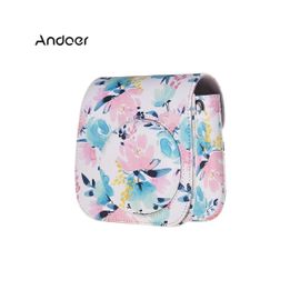 Sacoche en cuir synthétique Andoer pour appareil photo Fujifilm Instax Mini 8/9 avec bandoulière réglable et rangement photo
