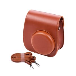 Sacoche en cuir PU avec bandoulière pour appareil photo Fujifilm Instax Mini 11 - Marron, violet, noir, bleu, rose, blanc