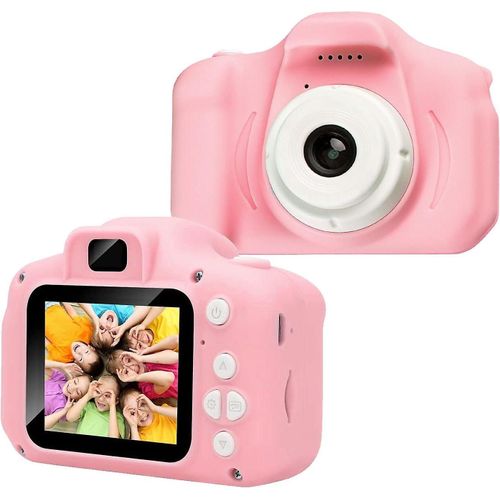 Caméra multifonction pour enfants avec caméras avant et arrière, enregistrement vidéo et carte SD 32 Go - Rose