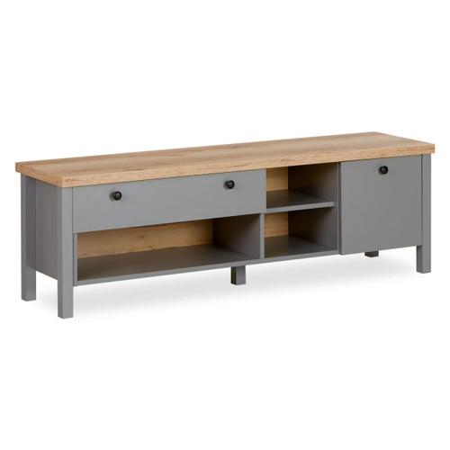 Meuble Tv En Bois Gris 146,5 Cm