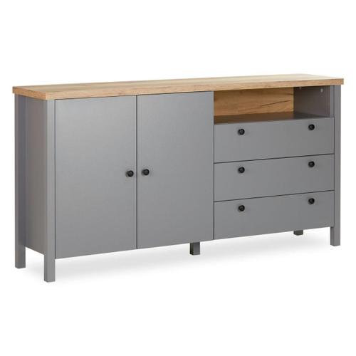 Commode Gris Moderne Buffet 166,5 Cm En Bois