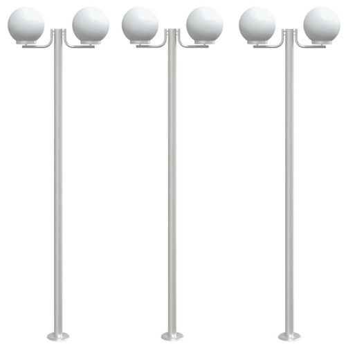 Lampadaires D'extérieur 3 Pcs Argenté 215 Cm Acier Inoxydable Argent Helloshop26 02_0042558