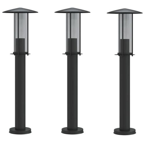 Lampadaires D'extérieur 3 Pcs 60 Cm Acier Inoxydable Noir Helloshop26 02_0042551