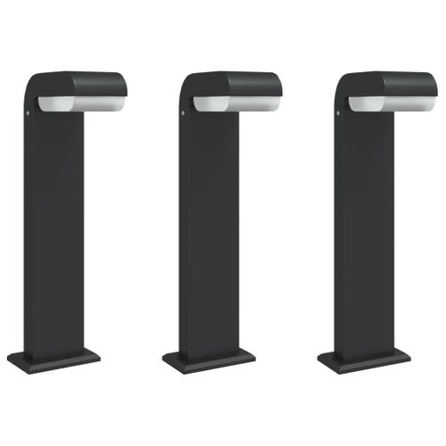 Lampadaires D'extérieur 3pcs Aluminium Moulé Sous Pression Noir Helloshop26 02_0042563