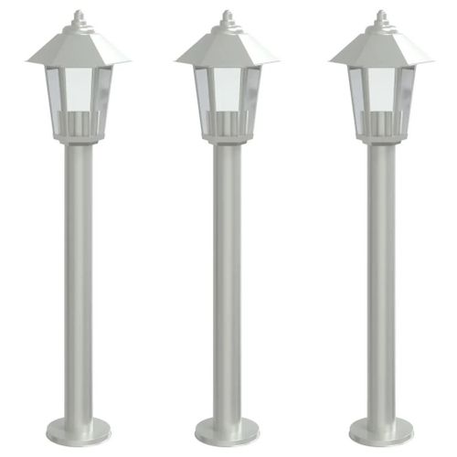 Lampadaires D'extérieur 3 Pcs Argenté 80 Cm Acier Inoxydable Argent Helloshop26 02_0042561