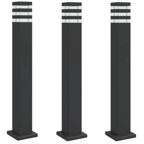 Lampadaires D'extérieur 3 Pcs 80 Cm Aluminium Noir Helloshop26 02_0042554