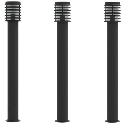 Lampadaires D'extérieur 3 Pcs 110 Cm Acier Inoxydable Noir Helloshop26 02_0042546