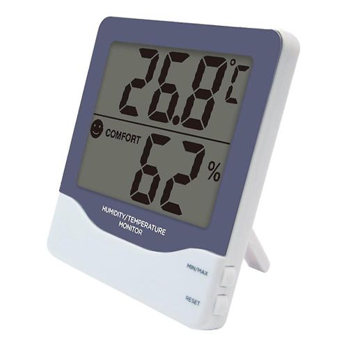 Thermomètre d'ambiance précis avec hygromètre, indicateur de confort ambiant, écran rétroéclairé, enregistrements max/min, placement polyvalent