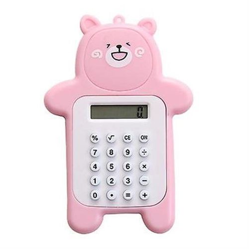 Lot de 3 calculatrices de bureau en forme d'ours de dessin animé (bleu, vert et rose) - Fournitures de bureau mignonnes et portables