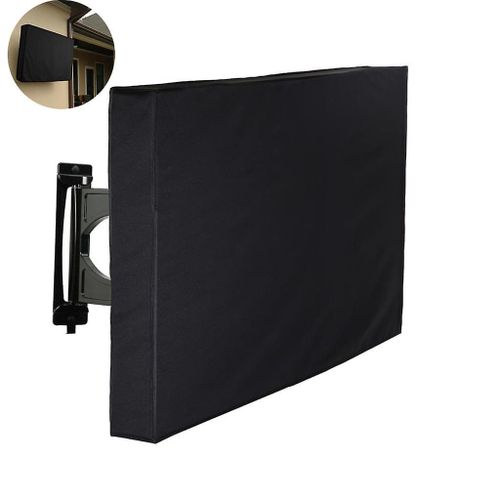 Housse de protection pour téléviseur d'extérieur 55-58 pouces, tissu Oxford noir avec PVC, imperméable, anti-poussière, avec poche de rangement pour télécommande