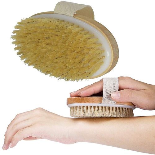 Brosse De Bain Ovale En Bambou - Gommage Corporel Complet Pour Peaux Sèches/Humides, Écologique, Exfoliante, Améliore La Circulation 
