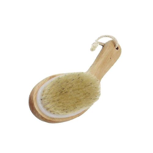Brosse De Bain En Poils De Sanglier Naturels Avec Manche En Bois Incurvé Pour Exfolier Et Rajeunir La Peau - Destinations Spa 