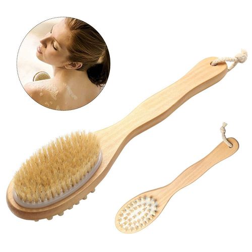 Brosse De Bain En Bois Naturel À Long Manche ¿ Gommage Exfoliant Pour Le Dos, Les Jambes Et Le Rajeunissement De La Peau 