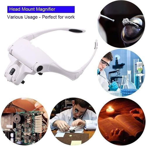 Loupes Réglables Avec 5 Lentilles Et Lumières Led Pour Travaux Manuels, Lecture Et Travaux De Précision - Ajustement Confortable