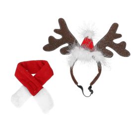 Ensemble De Costumes De Noël Festifs Pour Chat Et Chien - Bonnet Et Écharpe De Père Noël Pour Photos Et Fêtes De Fin D'année - Flanelle Douce