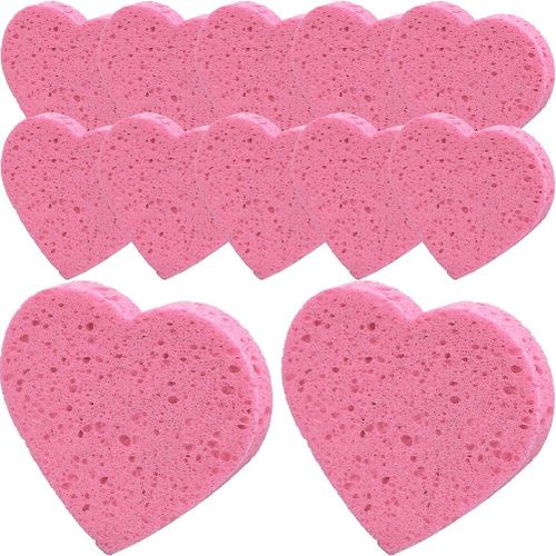 Lot De 30 Éponges Démaquillantes Exfoliantes En Pulpe De Bois En Forme De C?ur Pour Tous Types De Peau 