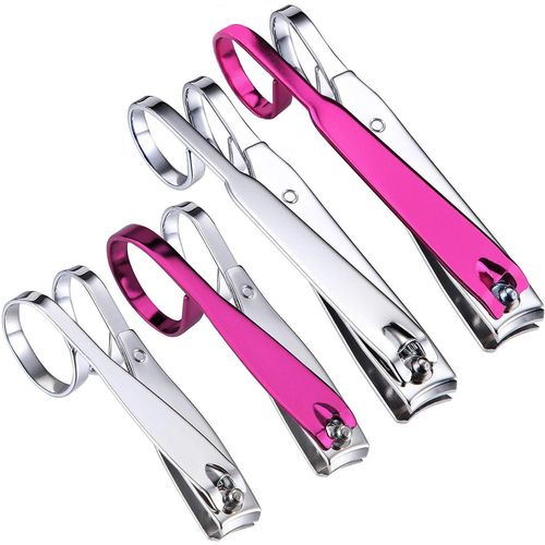 Lot De 4 Coupe-Ongles Ergonomiques Rotatifs À 360°, Style Ciseaux À Prise Facile Pour Les Personnes Âgées Et Les Mains Arthritiques 