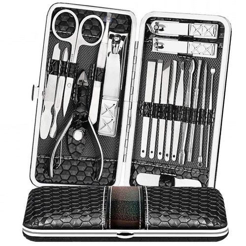 Coffret De Manucure Et Pédicure 18 Pièces : Coupe-Ongles, Repousse-Cuticules, Limes Et Plus Encore, Dans Un Élégant Étui De Voyage 