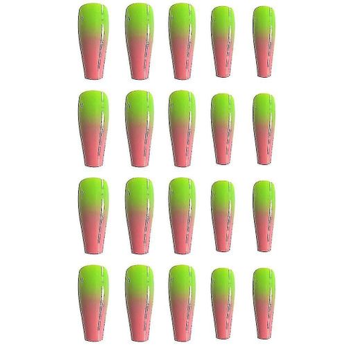 Lot De 20 Faux Ongles En Forme De Cercueil, Dégradés Uniques, Réutilisables, Pour Un Nail Art Époustouflant, Couleurs Rouge Et Vert 