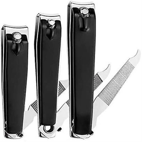 Ensemble De 3 Coupe-Ongles Professionnels : Coupe-Ongles Pointus En Acier Inoxydable Pour Les Mains Et Les Pieds Avec Lime À Ongles Dissimulée. 