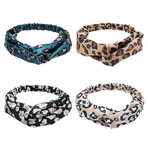 Lot De 4 Bandeaux Vintage À Imprimé Léopard Pour Femme ¿ Serre-Têtes Croisés Chics Pour La Course, Les Fêtes Et Le Quotidien