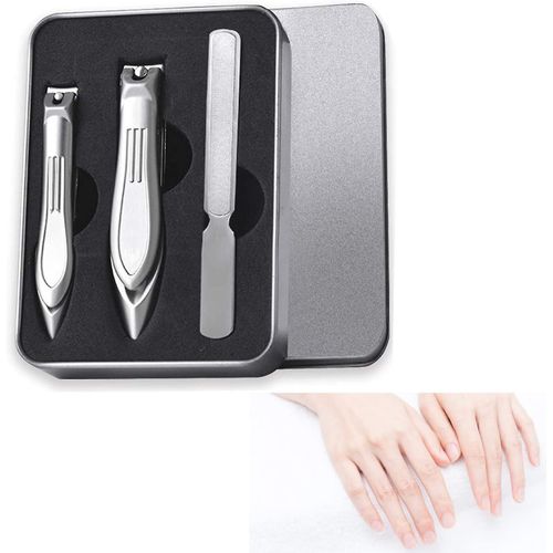 Ensemble De 3 Coupe-Ongles Haut De Gamme - Coupe-Ongles Ergonomiques Pour Les Mains Et Les Pieds Avec Lime À Ongles Pour Ongles Épais 