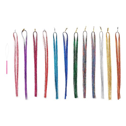 Extensions De Cheveux Colorés - 12 Mèches Synthétiques Lisses Pour Un Coiffage Facile Et Une Utilisation Polyvalente 