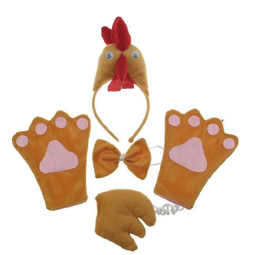 Ensemble De Costumes De Poule D'halloween Pour Enfants 4 Pièces - Queue, Bandeau, N?ud Papillon Et Pattes Pour Le Cosplay Et Le Plaisir De Se Déguiser !