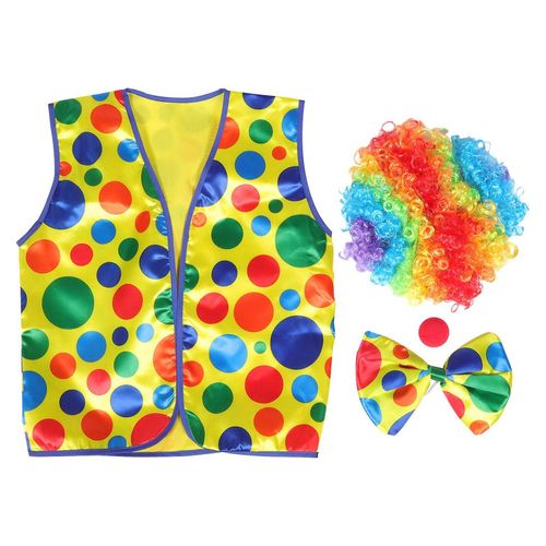 Ensemble De Costumes De Clown Classique : Perruque, N?ud Papillon, Nez En Éponge Et Gilet Pour Fêtes, Cosplay Et Événements Festifs