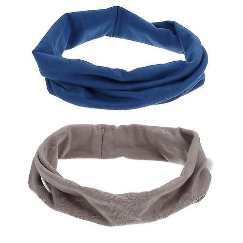 Lot De 2 Bandeaux De Sport Larges Avec Bouton Pour Homme ¿ Élastique, Respirant Et Confortable ¿ Bleu Foncé Et Gris Clair